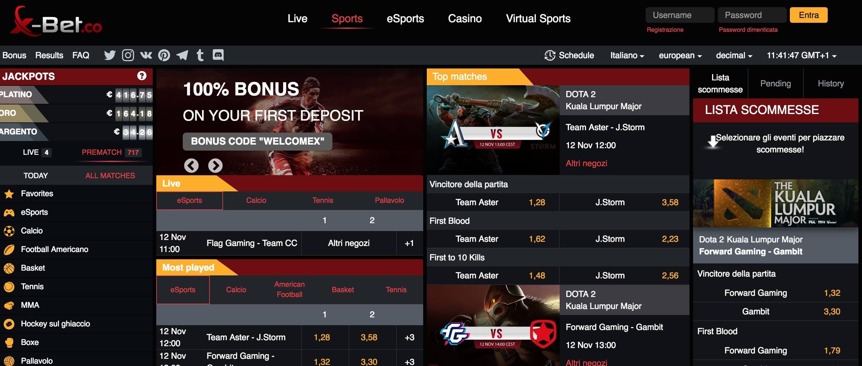 X Bet Casino e Scommesse Screenshot