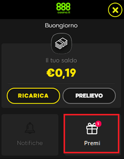 888casino.it rewards icona