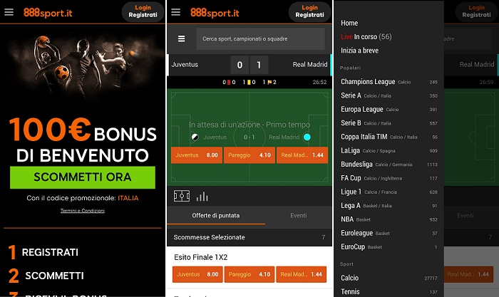 888sport app mobile Italia