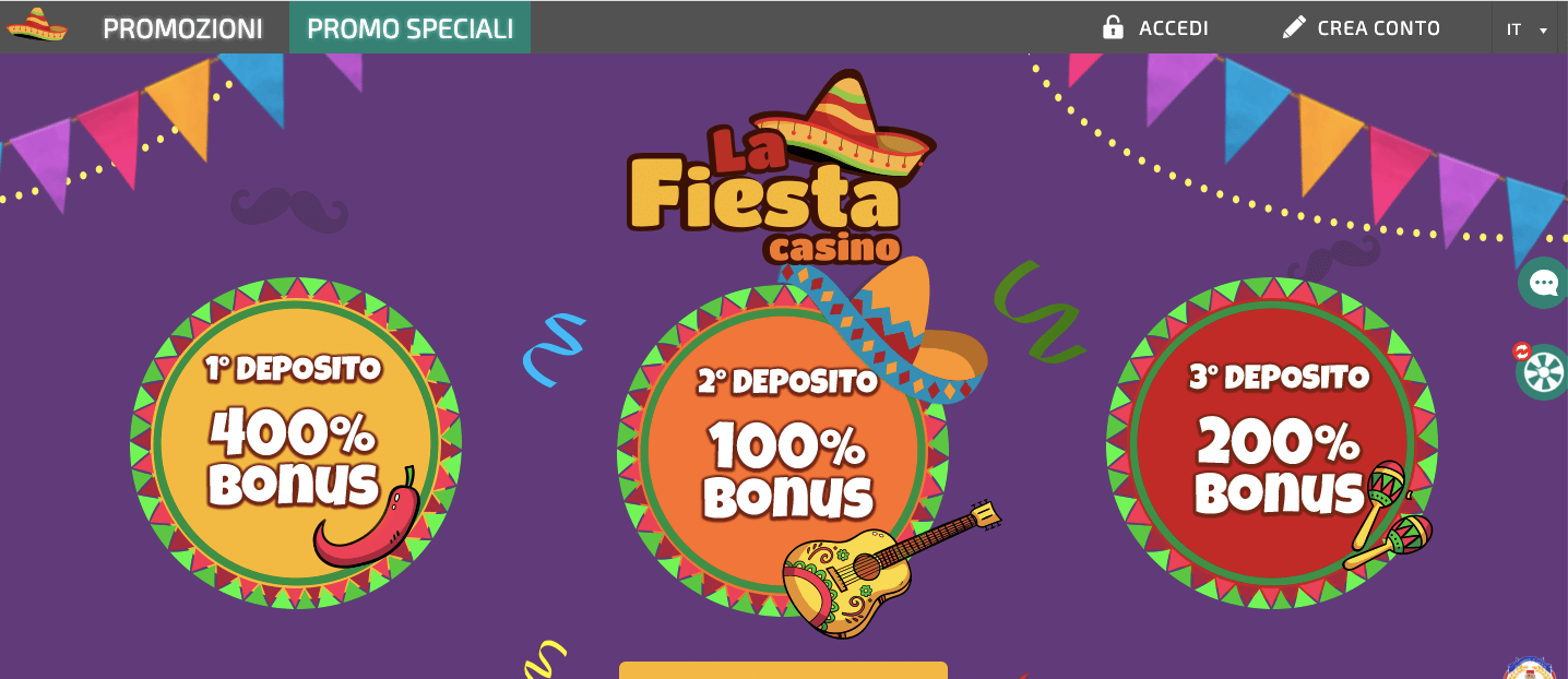 La FiestaCasinò welcome bonus