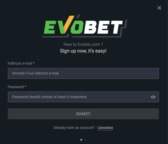 EvoBet registrati