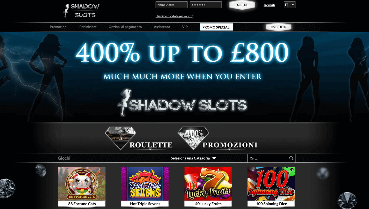 shadow slots homepage