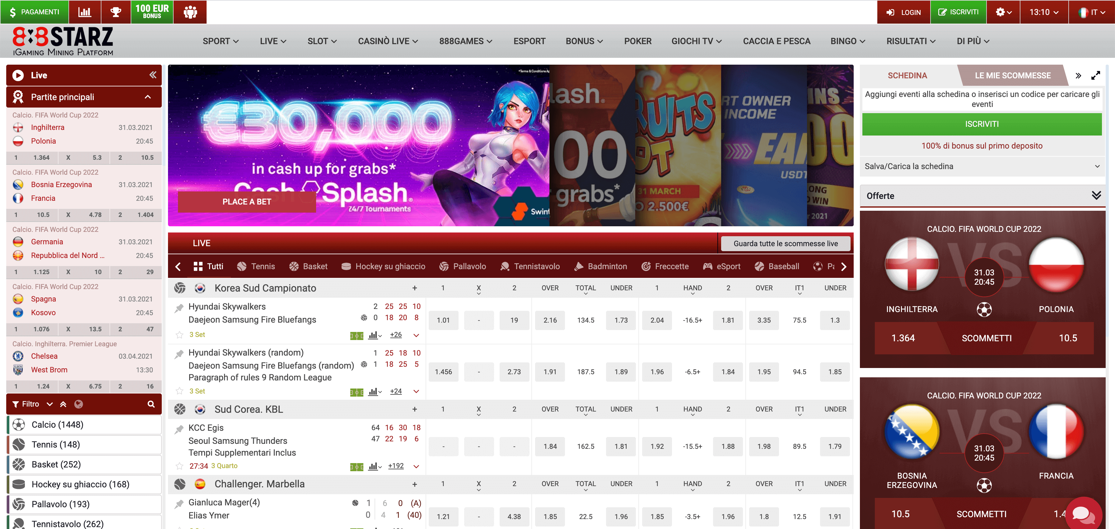 888Starz Casino e Scommesse Screenshot