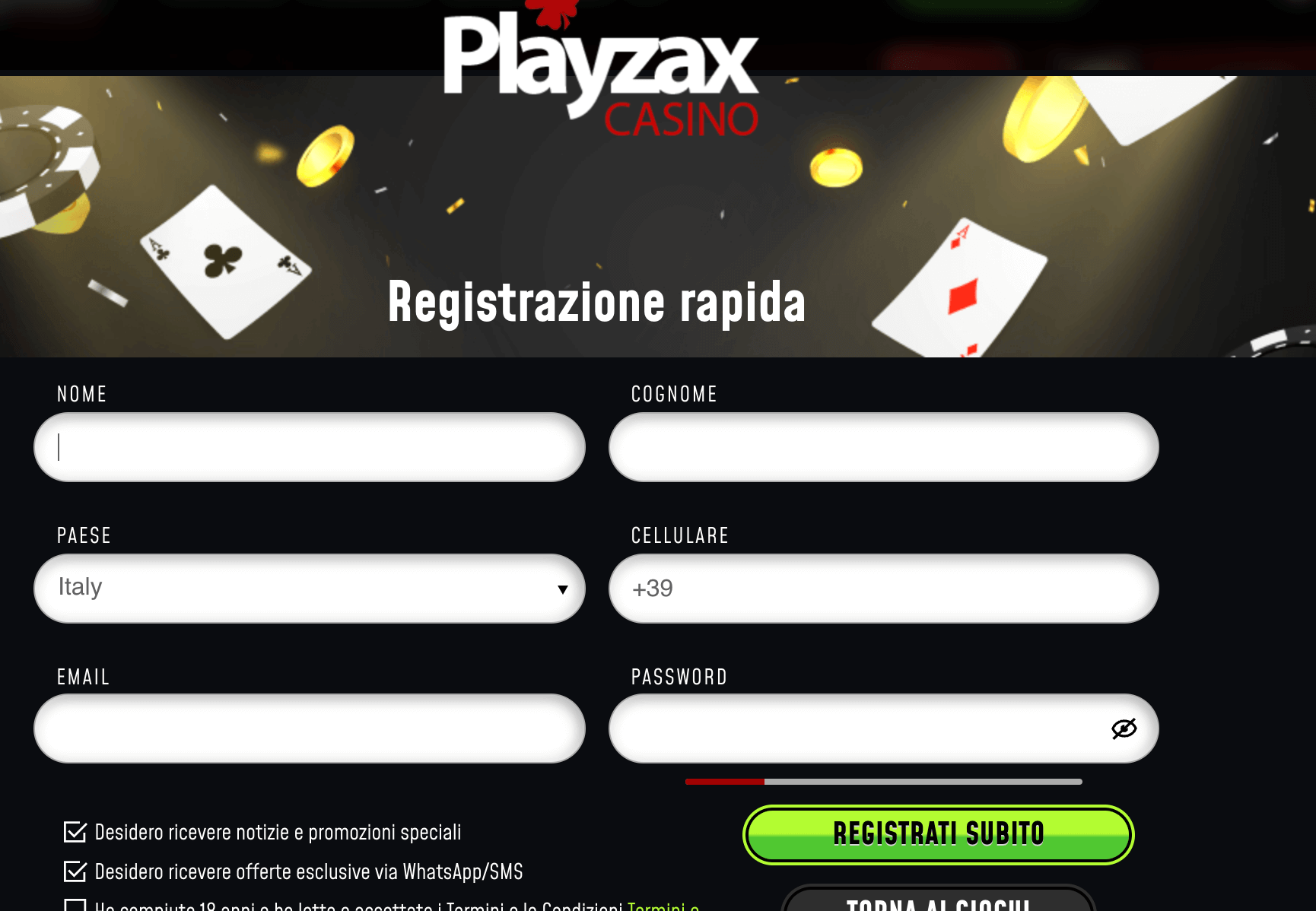 Playzax Casino Register