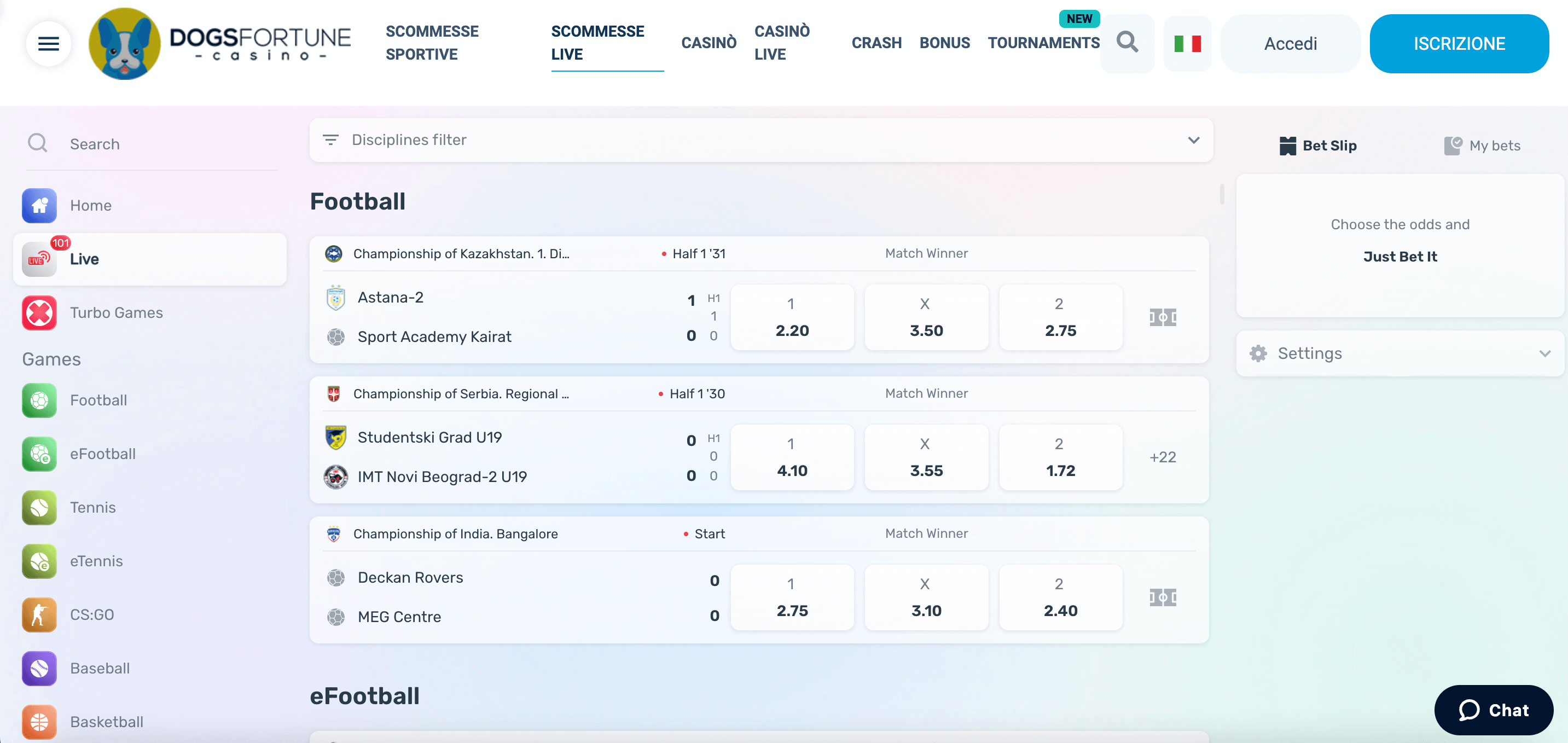 Dogsfortune Scommesse Live