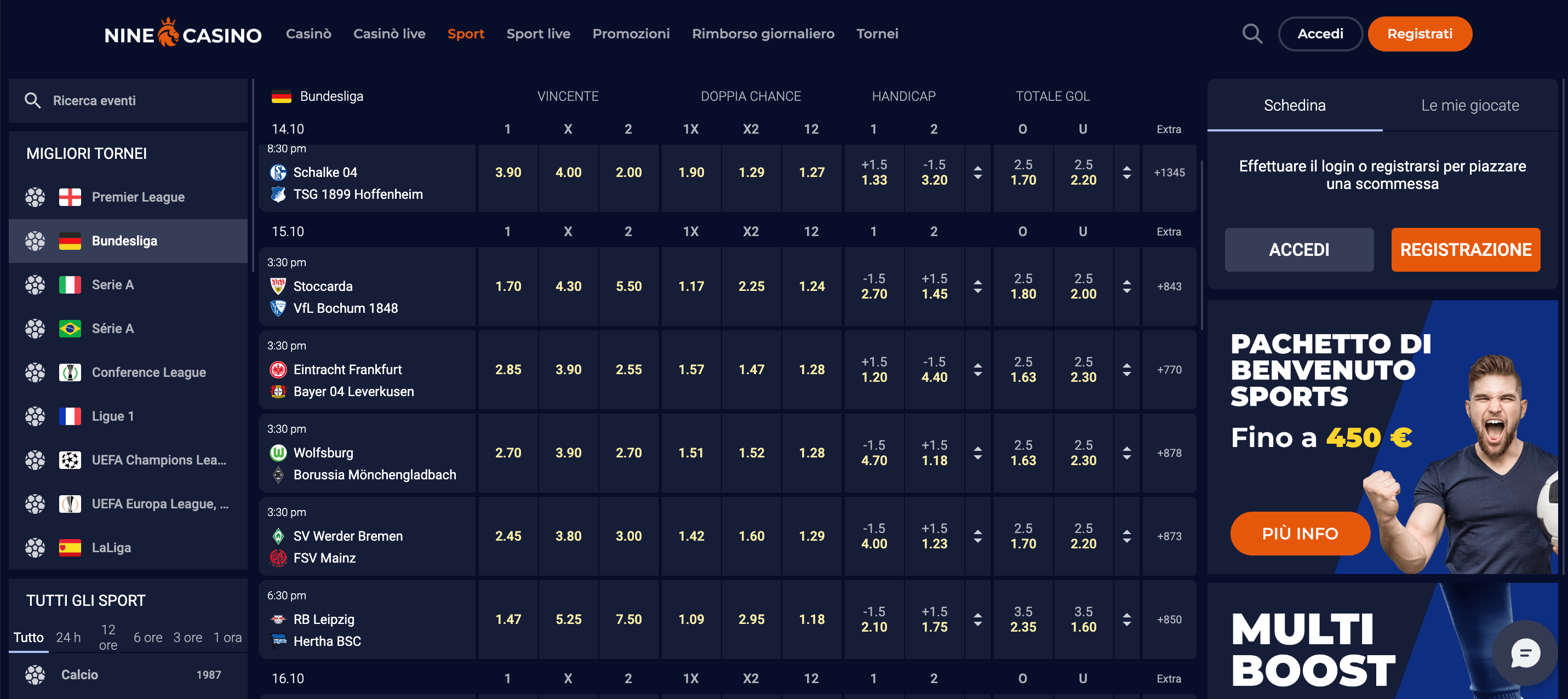 Ninecasino Scommesse