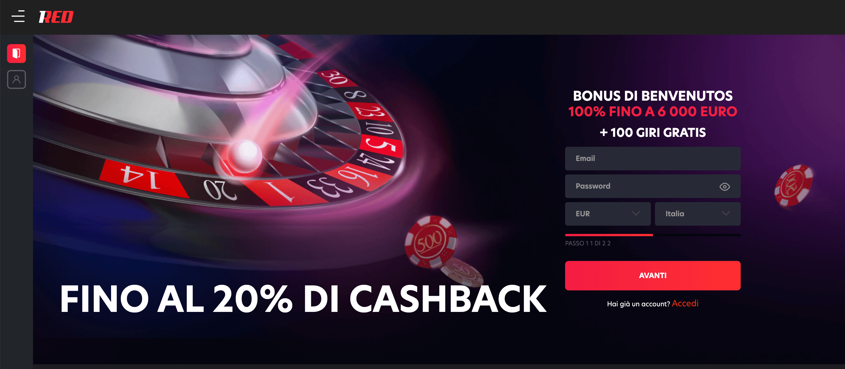 1Red Casino Screenshot