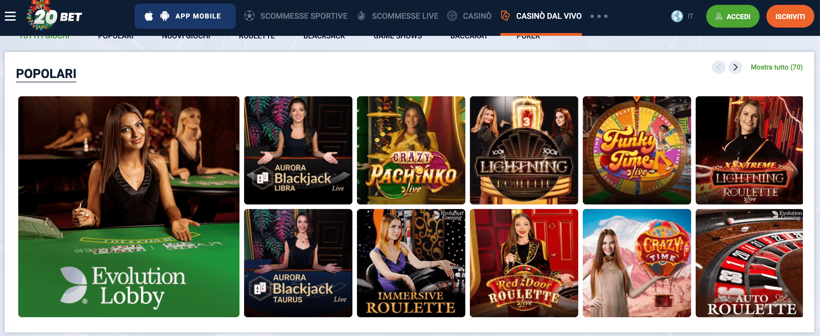 20Bet Casino Slot Live