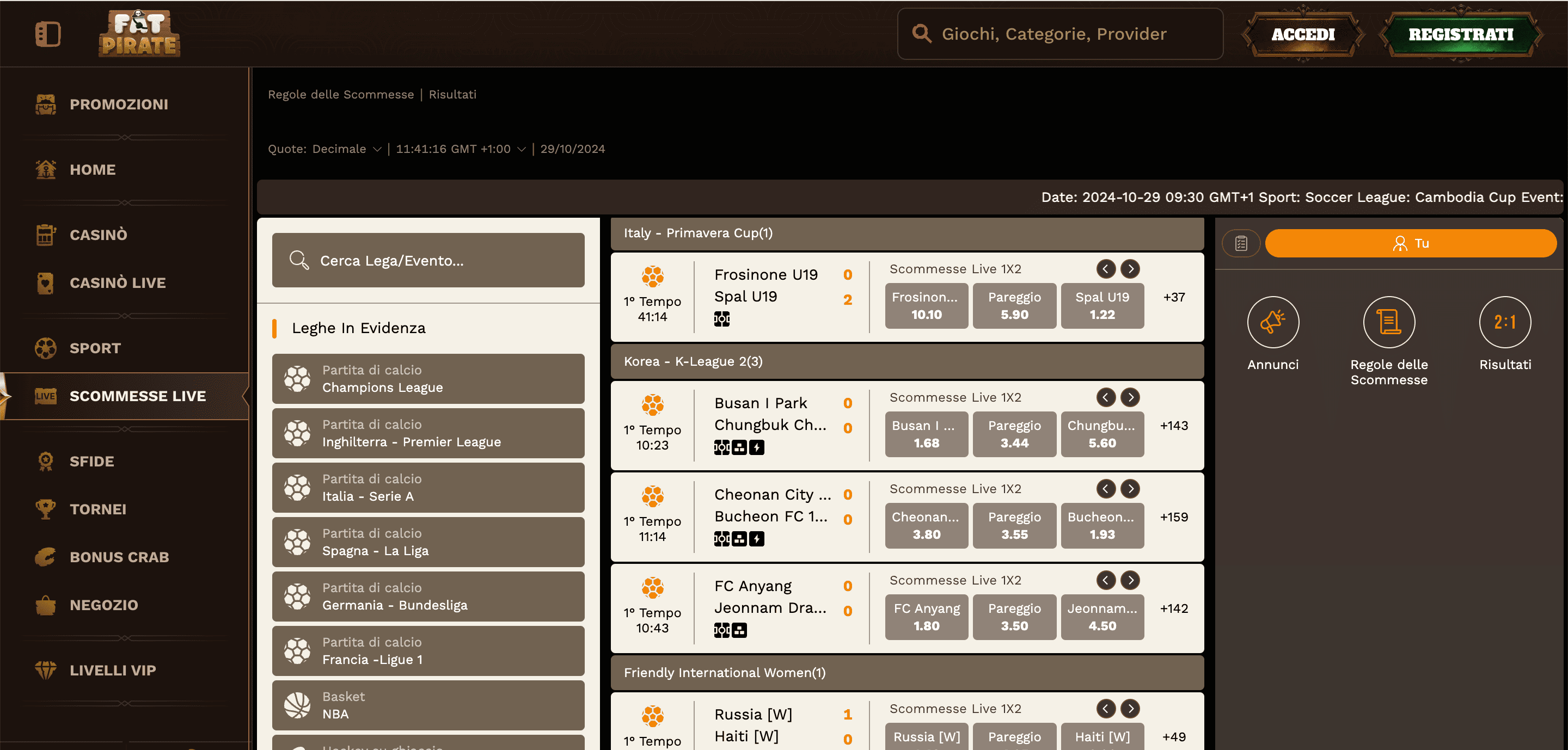 FatPirate Scommesse Live